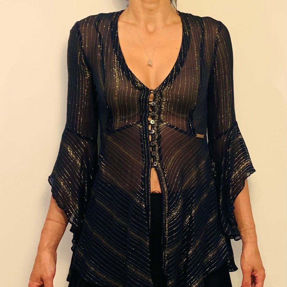 Galliano Black  Blouse Size S. Condition: used.